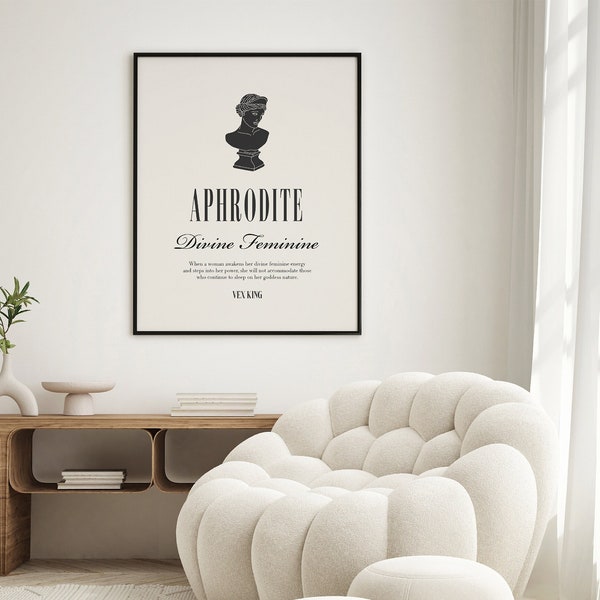 Divine Feminine Print Wall Art | Digital Download | Aphrodite Goddess Spiritual Abstract Female Goddess Vex King Quote Neutral Bedroom Print