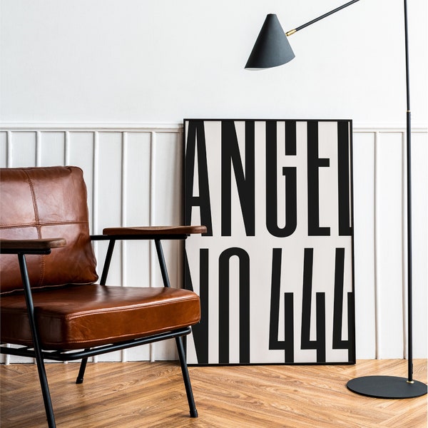 444 Angel Number • Printable Typographic Wall Art Print | Digital Download | Manifestation Energy Spiritual Minimalist Poster Bold Type