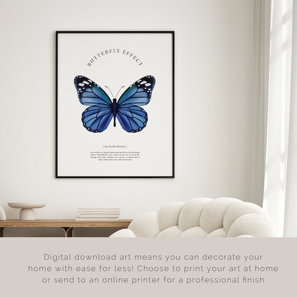 Butterfly Print Wall Art | Printable Digital Download | Minimal Watercolour Motivational Manifesting Spiritual Chaos Theory Poster