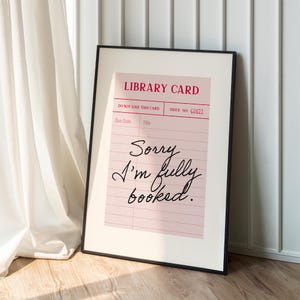 Ausgebucht Poster • Bibliothek Visitenkarten Wand Kunst Druck, Geschenk Gästecheck Nachricht, ästhetisches BookTok Vintage Pink Girly, Buchclub, Bücherwurm Download