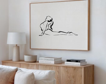 Yoga Poster, Minimal Pilates Movement Gym & Studio Wall Art, Landscape Horizontal