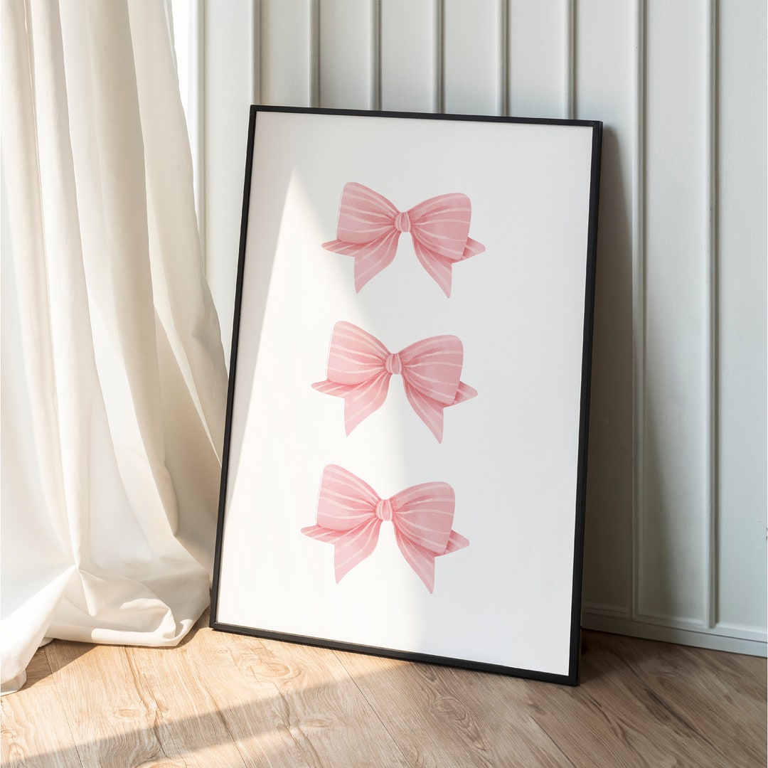 Vintage Bow Wall Art Print Pink Poster Digital Download Feminine ...