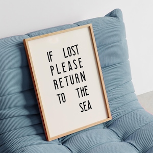 If Lost Please Return To Sea Wall Art: Minimal Coastal Beach Quote Print