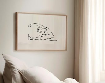 Yoga Poster, Minimal Pilates Movement Gym & Studio Wall Art, Landscape Horizontal