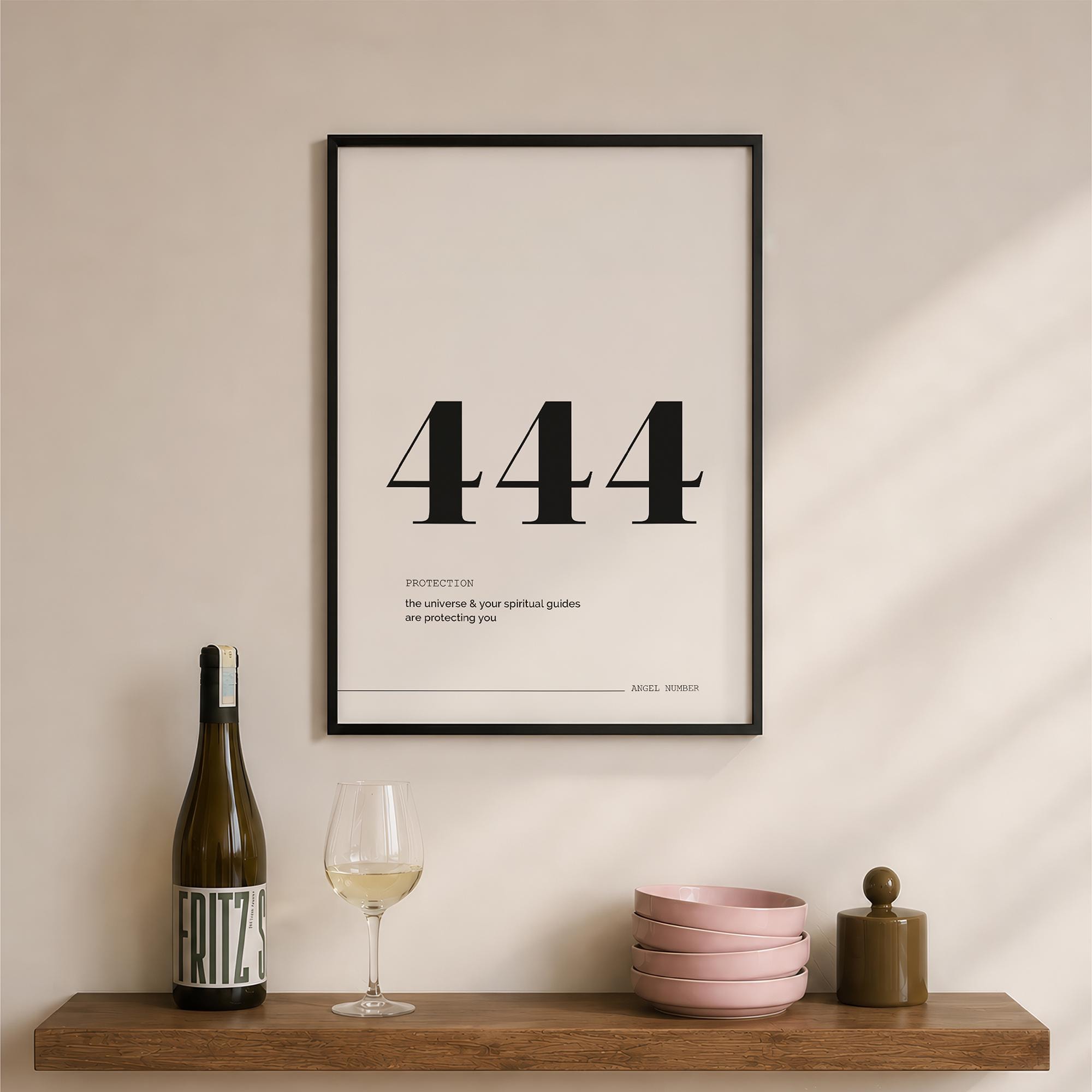444 Angel Number Print: Minimal Affirmation Wall Art (digital
