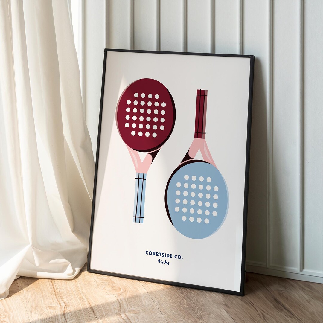 Padel Racket Print Padel Gift: Paddle Racket Print, Blue Burgundy Wall Art, Sports Poster ...