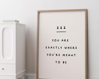 222 Angel Number Print: Minimalist Affirmation Poster