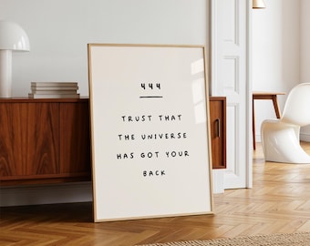 444 Angel Number Print: Minimalist Affirmation Poster (Digital Download)