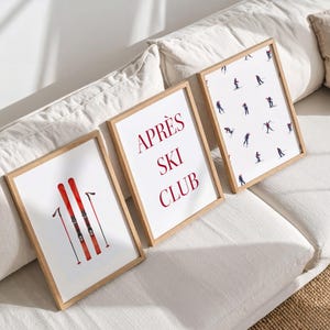 Après Ski Art Print Set: Minimal Red Cosy Skiing Illustration (Digital Download)