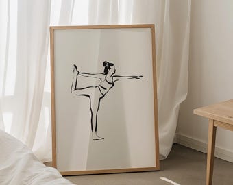 Yoga Poster, Pilates Minimal Movement Gym & Studio Wall Art, Lord of the Dance Pose