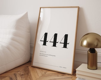 444 Angel Number • Instant Printable Wall Art Print | Digital Download | Manifestation Energy Spiritual Poster | Protection