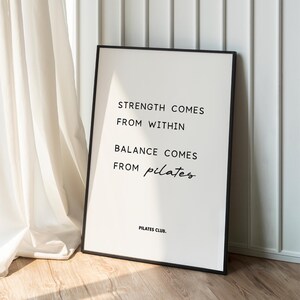 Pilates Quote Print: Strength & Balance Gym Decor (Digital Download)