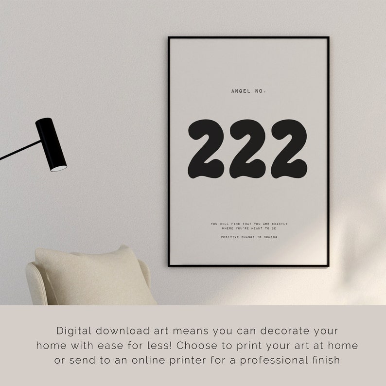 222 Angel Number Instant Printable Wall Art Print Digital Download ...