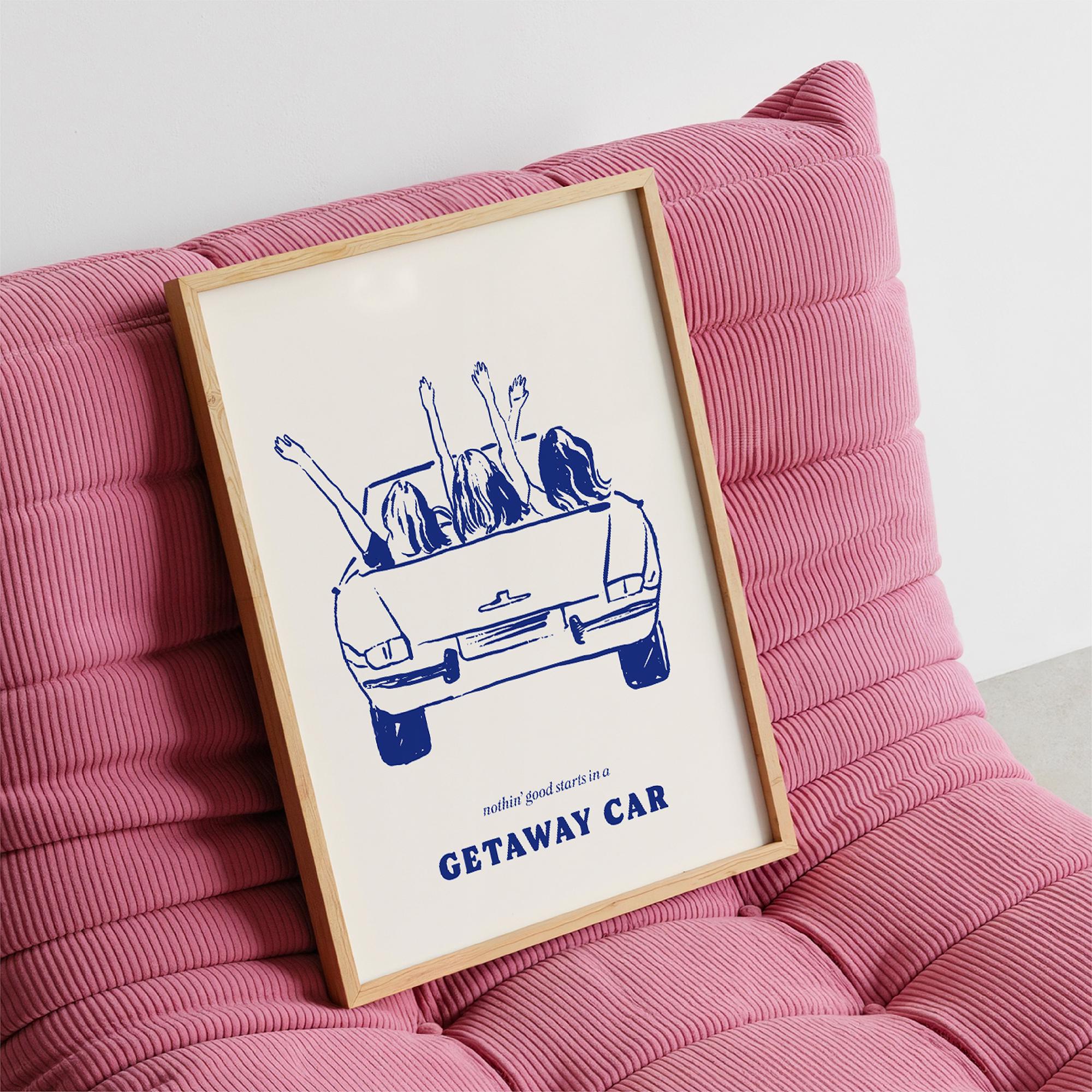 Getaway Car Lyrics Print: Retro Boho Girls Trip Wall Art