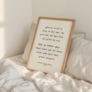 Tekst piosenki „Songbird”: Chemia pogańska, plakat z muzyką britpopową z lat 90., styl rękopisu