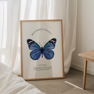 Pôster de borboleta • Impressão artística com citação motivacional em aquarela, A1 A2 A3 A4 A5, ilustração minimalista, natureza, botânica, cottagecore, efeito de caos