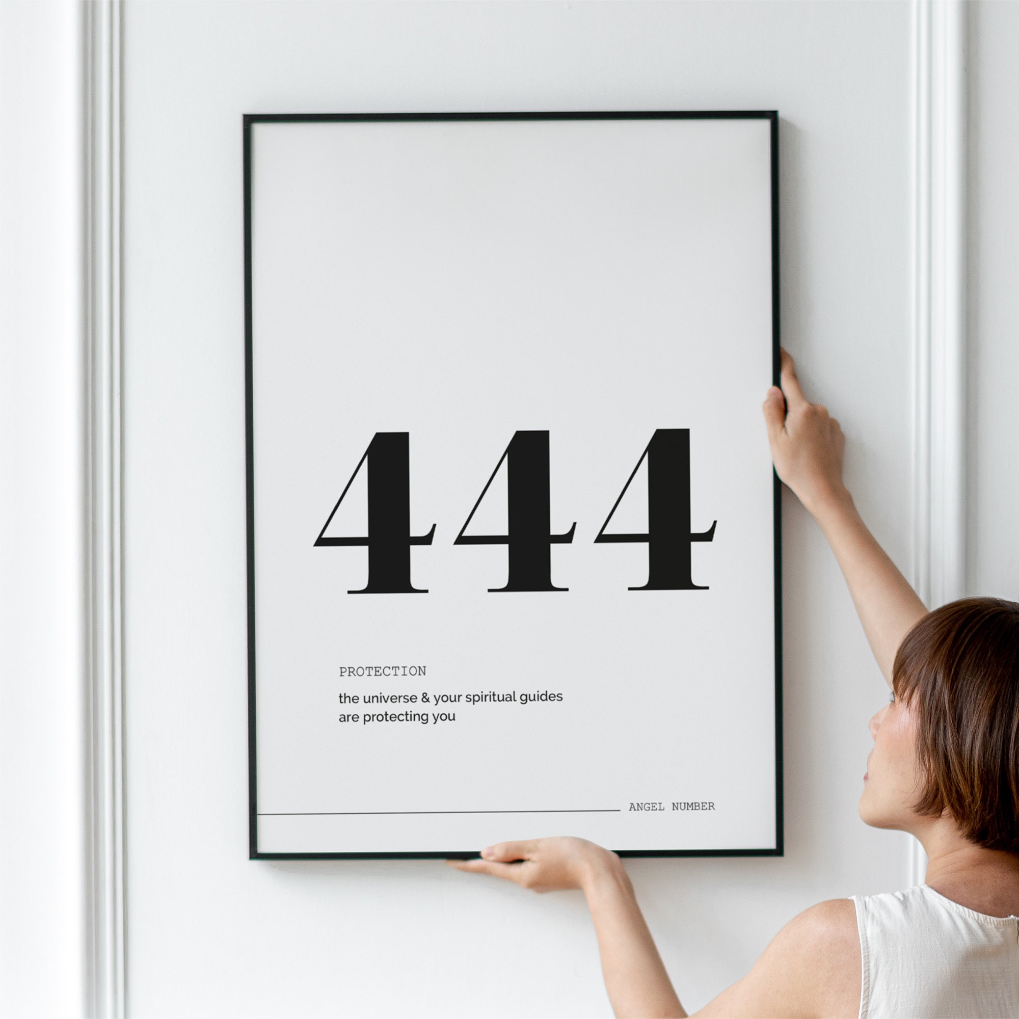 444 Angel Number Print: Minimalist Spiritual Wall Art (digital