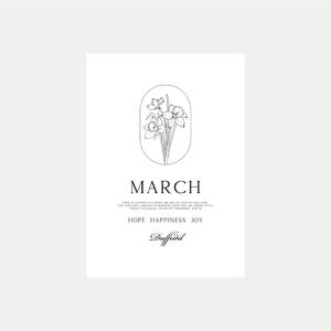 March Birth Flower Print • Birth Flower Meaning Poster, Daffodil