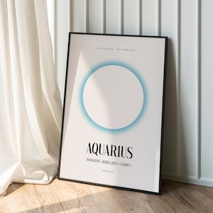 Aquarius Zodiac Print: Retro Star Sign Poster (Digital Download)