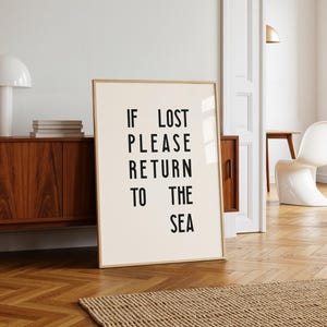 Coastal Print: If Lost Please Return To Sea Wall Art, Beach House Decor, Ocean Quote