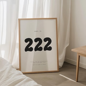 Grafika z numerem anioła 222: minimalistyczna duchowa sztuka ścienna (do pobrania cyfrowego)