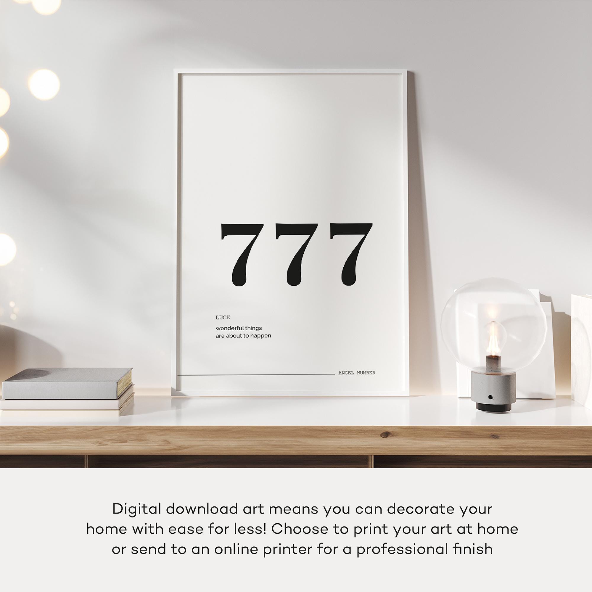 777 Wall Art Print • Lucky Angel Number Guide, Angel No. 777