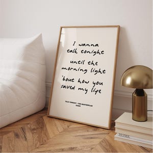 Tekst piosenki Talk Tonight Print: The Masterplan, plakat z muzyką britpopową z lat 90.