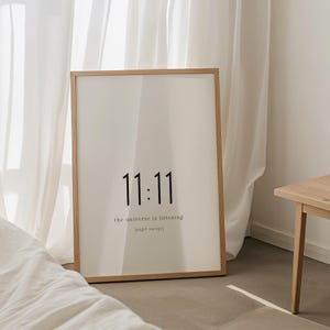 11:11 Angel Number Print • Angel No. Guide Wall Art, 1111 Digital Download, Manifestation Energy Spiritual Poster Minimalist Make a Wish 444