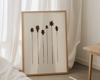 Palm Trees Print: Neutral Coastal Wall Art Brown (Digital Download)