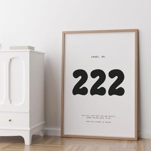 Stampa del numero angelico 222 • Significato del numero angelico, arte murale, A1 A2 A3 A4 A5, manifesto energetico spirituale, allineamento minimale retrò