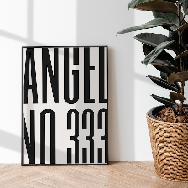 333 Angel Number • Printable Typographic Wall Art Print | Digital Download | Manifestation Energy Spiritual Minimalist Poster Bold Type