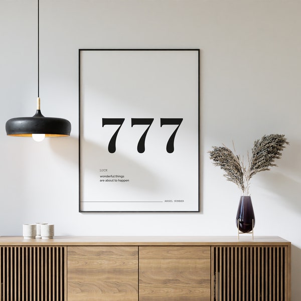 777 Angel Number • Instant Printable Wall Art Print | Digital Download | Manifestation Energy Spiritual Poster | Lucky