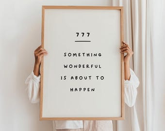 777 Angel Number Print: Minimalist Affirmation Poster Lucky (Digital Download)