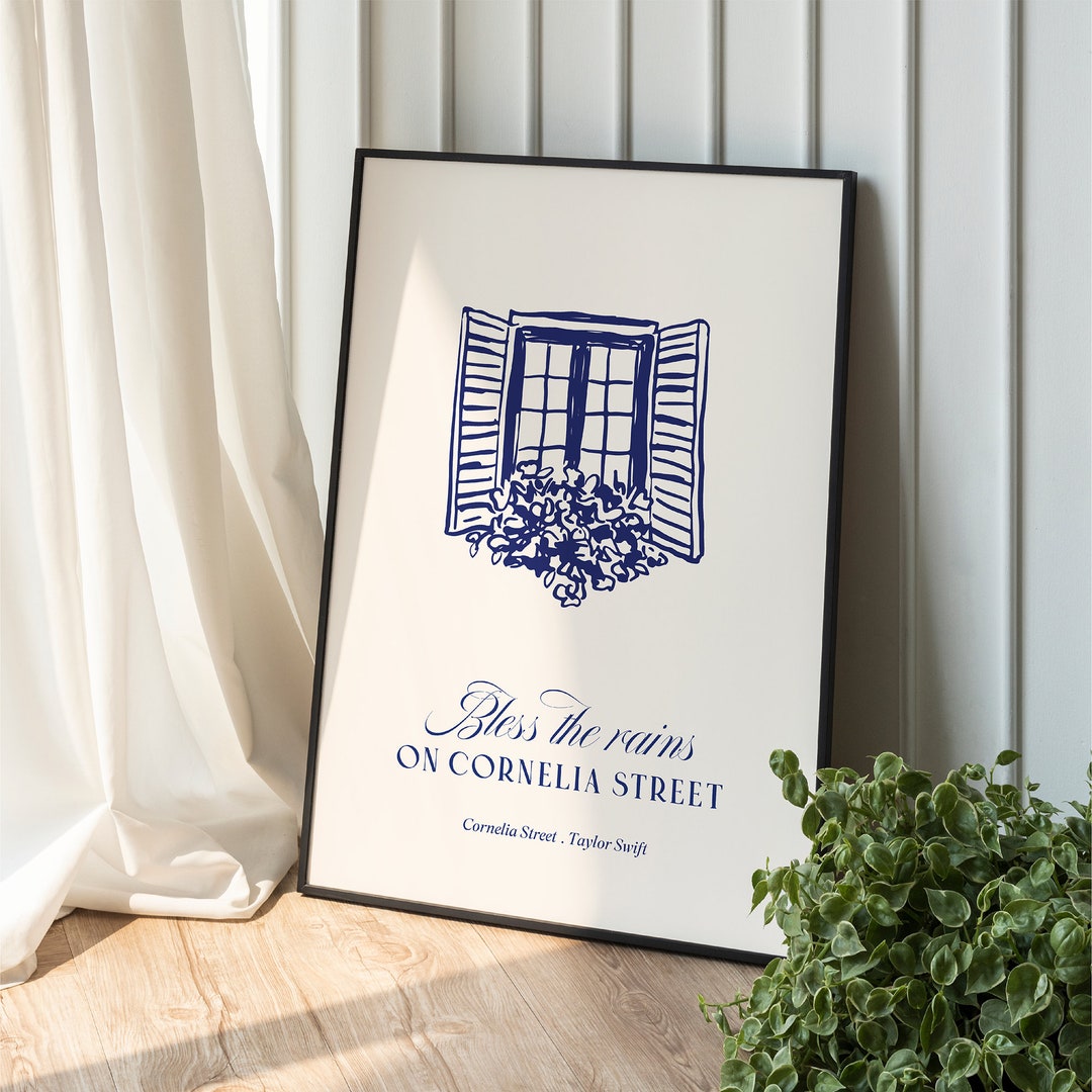 Cornelia Street Print • Taylor Swiftie Lyrics Lover | Blue Wall Art Digital Download Boho Drawing Coastal | Retro Aesthetic Illustration