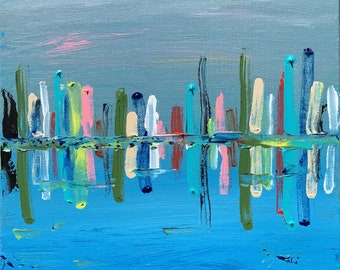 Original Artwork Acrylic City Painting "Winter City" by Matt Makela