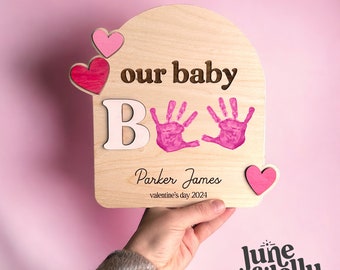 Valentines Day Hand Print SVG Baby Boo File | Boho Laser Cut Gift XOXO SVG - Fun Kid Design - Instant Download - Glowforge - Aura
