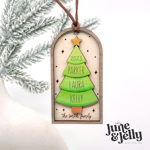 Ornamento a strati per albero di Natale in stile boho / Regalo per la famiglia / File SVG Laser Glowforge / Aura / X-Tool