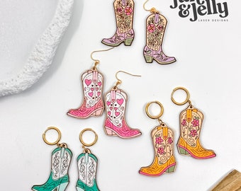Laser Cut Western Boot Earrings SVG Bundle: Glowforge Design (Digital Download)