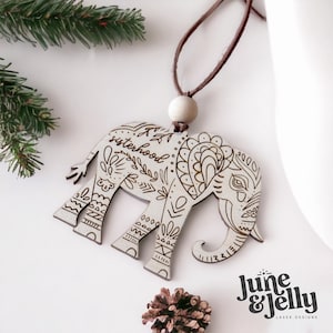 Boho Elefante Hermandad Tribu Adorno único / Láser Glowforge Archivo SVG