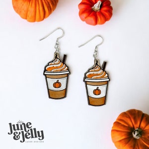 Pumpkin Spice Latte Fall Halloween Earrings Laser Glowforge SVG File