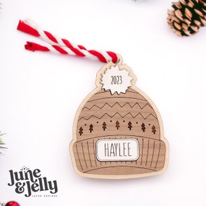 Gorro Navidad media etiqueta ornamento / SVG archivo láser DIY Navidad / Glowforge / X-Tool / Aura