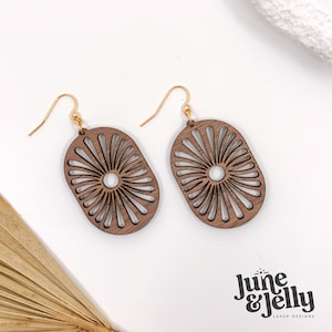 Strahlende Ovale | Boho Laser geschnitten Ohrringe SVG - schlichte und elegante Holz Ohrring Design - Instant Download Glowforge - Aura - Xtool