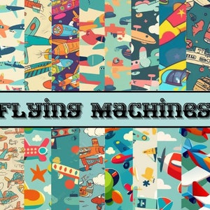 Flying Machines & Planes, Digital Aviation Designed Paper