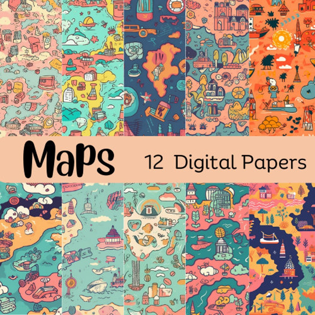 Maps Cartoon Rides Fantasy Cartoon Adventure Maps - Etsy
