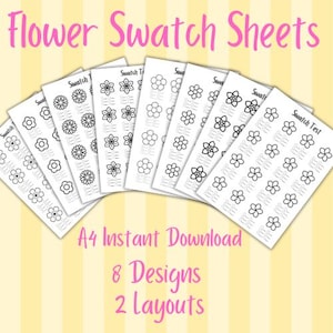 A4 digitale bloemkleuring staalvellen kleurencombinatie testsjabloonvel bloemen blanco kleurentestkaart