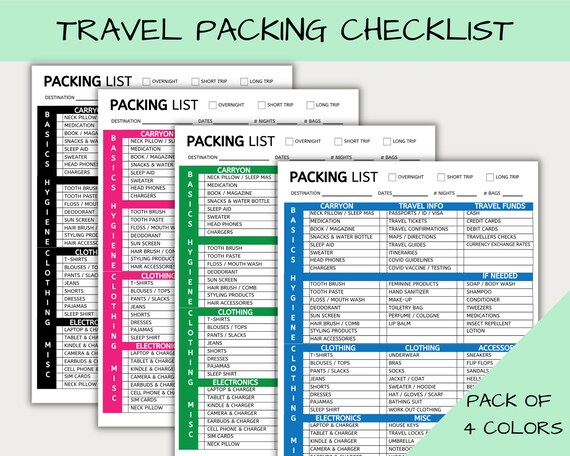 Printable Packing List Bundle Vacation List Packing - Etsy