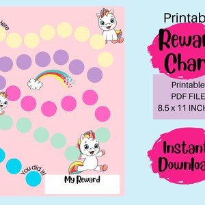 Printable Unicorn Reward Chart | Unicorn Behavior Chart | Routine Chart | Sticker Chart | Bedtime Chart