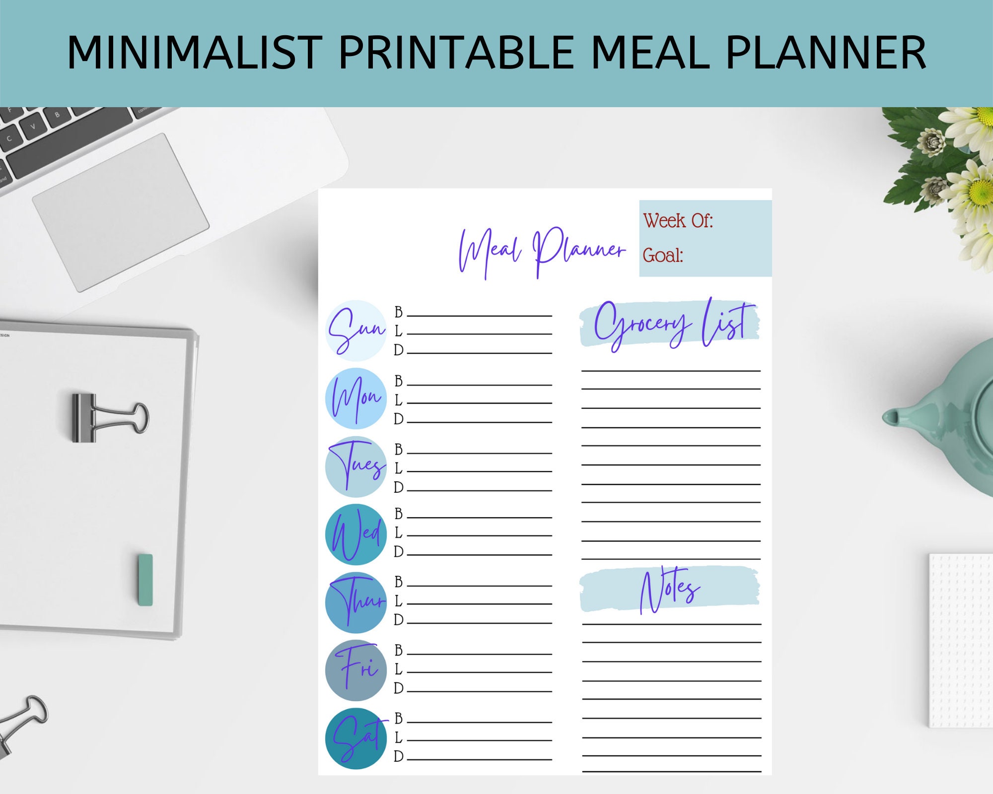Minimalist Meal Planning Sheets |meal Plan Printable PDF | Weekly Meal ...