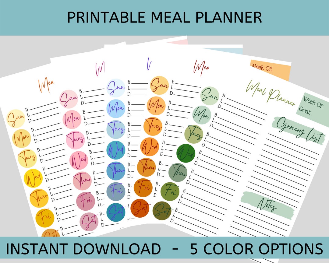 Minimalist Meal Planning Sheets |meal Plan Printable PDF | Weekly Meal ...