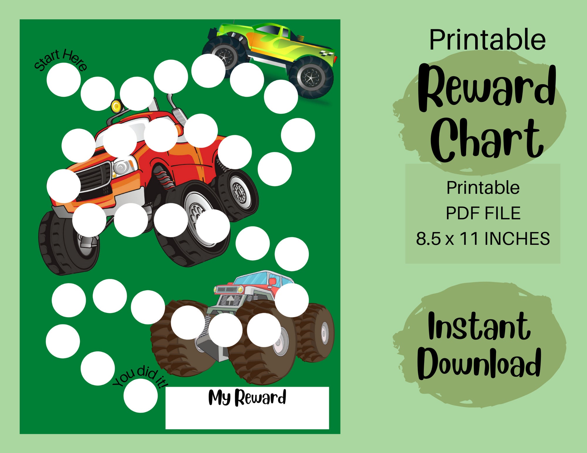 printable-monster-truck-reward-chart-monster-truck-behavior-etsy